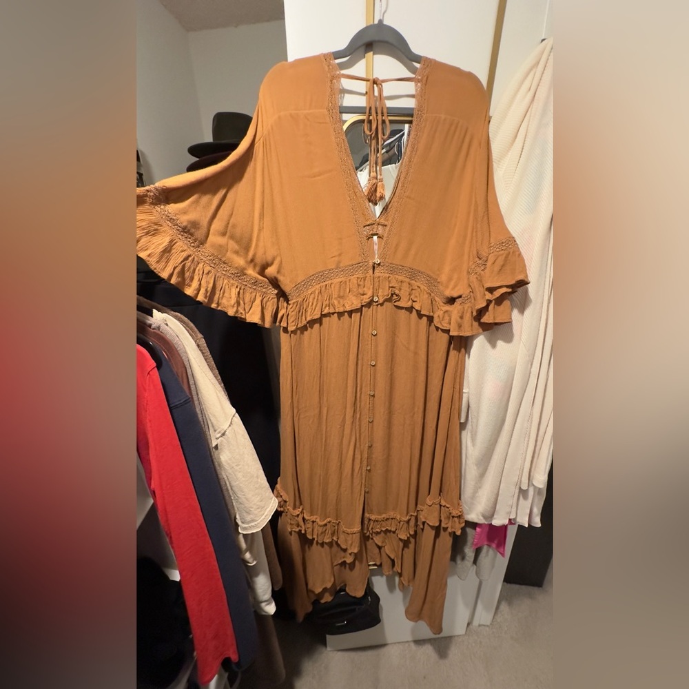 FP XS MAXI PARADISO DRESS/ COVER UP WITH BUTTONS AND POCKETS